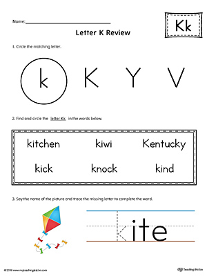 Learning the Letter K printable worksheet is packed with activities for students to learn all about the letter K.