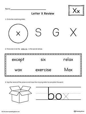 Learning the Letter X Worksheet