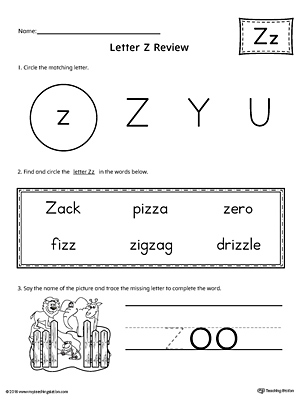 Learning the Letter Z Worksheet