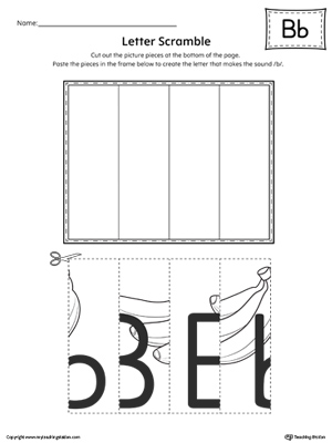 Use the Letter B Scramble printable worksheet to aid your student in recognizing the letter B and it