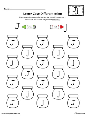 Use the Letter Case Recognition Worksheet: Letter J to help your preschooler to recognize the difference between the uppercase and lowercase A.