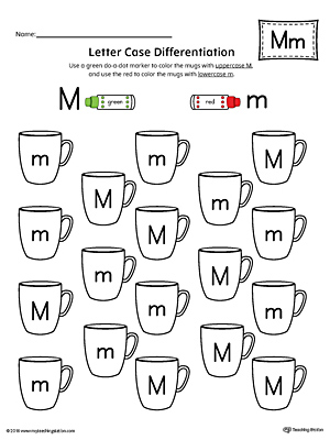 Use the Letter Case Recognition Worksheet: Letter M to help your preschooler to recognize the difference between the uppercase and lowercase A.