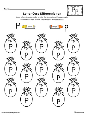 Use the Letter Case Recognition Worksheet: Letter P to help your preschooler to recognize the difference between the uppercase and lowercase A.