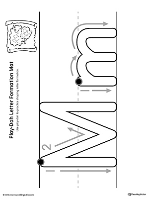 Use the Letter Formation Play-Doh Mat: Letter M as a fun hands-on activity for your kindergartener to learn how to form the letter M.