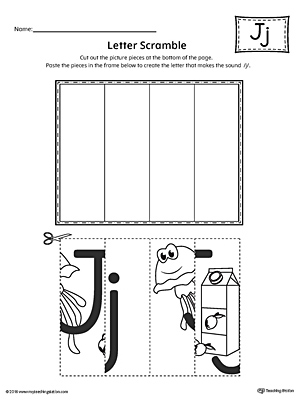 Use the Letter J Scramble printable worksheet to aid your student in recognizing the letter J and it