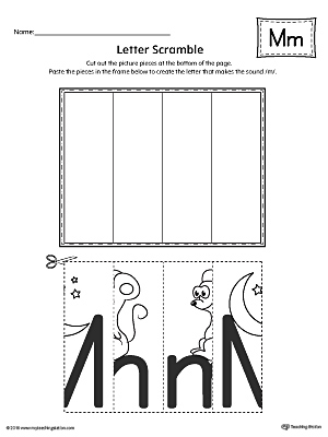 Use the Letter M Scramble printable worksheet to aid your student in recognizing the letter M and it