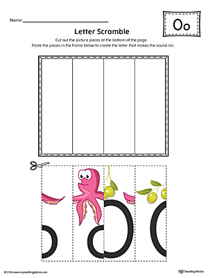 Use the Letter O Scramble in Color printable worksheet to aid your student in recognizing the letter O and it