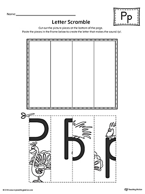 Use the Letter P Scramble printable worksheet to aid your student in recognizing the letter P and it