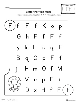 Letter F Pattern Maze Worksheet