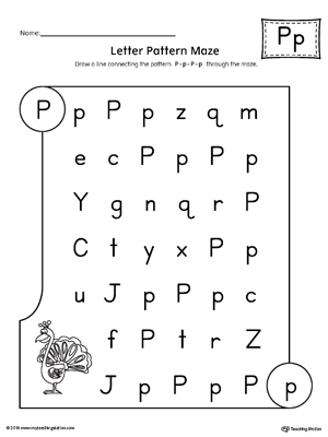 Letter P Pattern Maze Worksheet