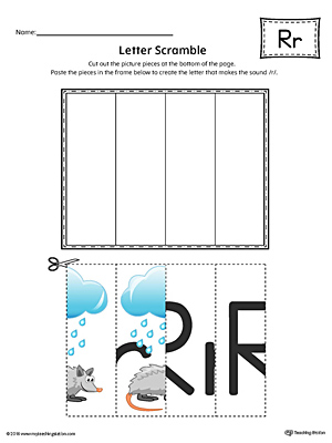 Use the Letter R Scramble in Color printable worksheet to aid your student in recognizing the letter R and it