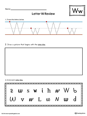 Use the Letter W Practice Worksheet to help your student identify and trace the letter W along with recognizing it