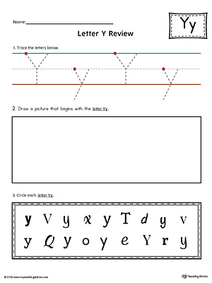 Use the Letter Y Practice Worksheet to help your student identify and trace the letter Y along with recognizing it
