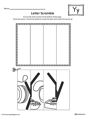 Use the Letter Y Scramble printable worksheet to aid your student in recognizing the letter Y and it