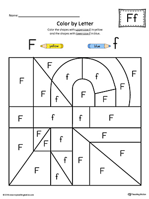 The Lowercase Letter F Color-by-Letter Worksheet will help your child identify the letters of the alphabet and discover colors and shapes.