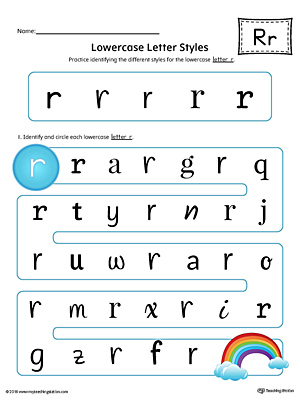 Lowercase Letter R Styles Worksheet (Color)