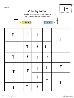 Lowercase Letter T Color-by-Letter Worksheet