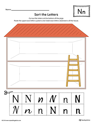 Sort the Uppercase and Lowercase Letter N Worksheet (Color)