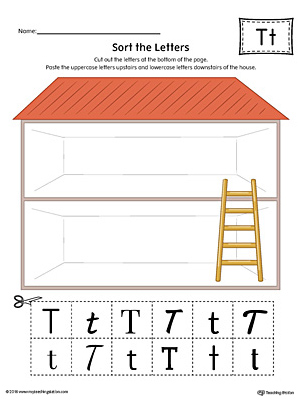 Sort the Uppercase and Lowercase Letter T Worksheet (Color)