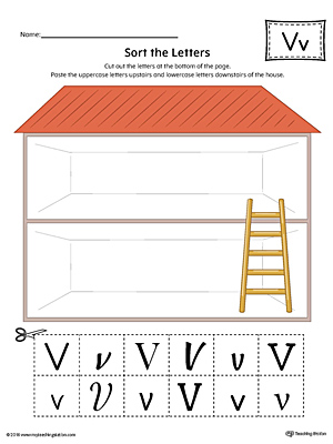 Sort the Uppercase and Lowercase Letter V (Color) with this printable worksheet. Download a copy today!