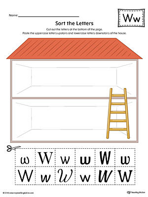 Sort the Uppercase and Lowercase Letter W Worksheet (Color)