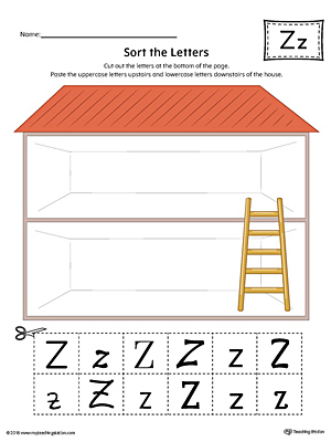Sort the Uppercase and Lowercase Letter Z Worksheet (Color)