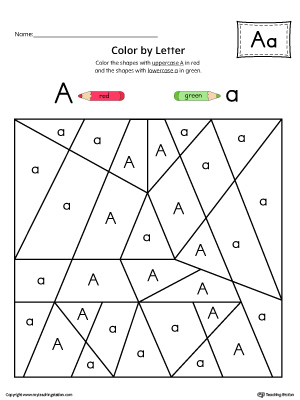 The Uppercase Letter A Color-by-Letter Worksheet will help your child identify the letters of the alphabet and discover colors and shapes.
