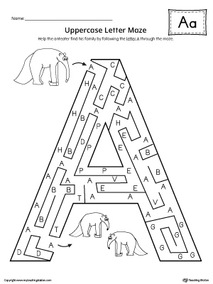 The Uppercase Letter A Maze is an excellent worksheet for your preschooler or kindergartener to practice identifying the letters of the alphabet.