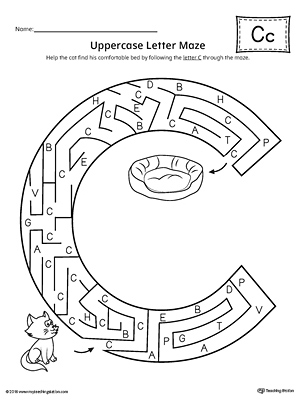 The Uppercase Letter C Maze is an excellent worksheet for your preschooler or kindergartener to practice identifying the letters of the alphabet.