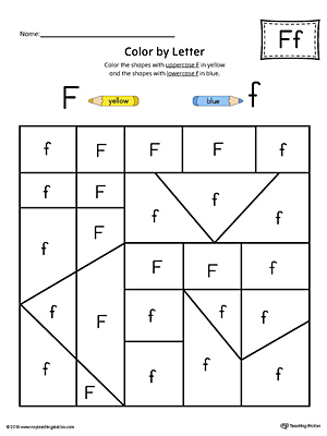 The Uppercase Letter F Color-by-Letter Worksheet will help your child identify the letters of the alphabet and discover colors and shapes.