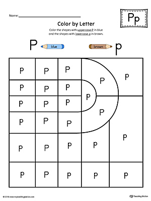 The Uppercase Letter P Color-by-Letter Worksheet will help your child identify the letters of the alphabet and discover colors and shapes.