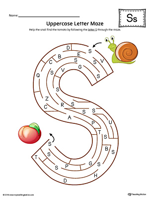 The Uppercase Letter S Maze in Color is an excellent worksheet for your preschooler or kindergartener to practice identifying the letters of the alphabet.