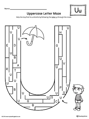 The Uppercase Letter U Maze is an excellent worksheet for your preschooler or kindergartener to practice identifying the letters of the alphabet.