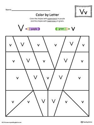 The Uppercase Letter V Color-by-Letter Worksheet will help your child identify the letters of the alphabet and discover colors and shapes.