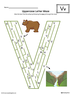 The Uppercase Letter V Maze in Color is an excellent worksheet for your preschooler or kindergartener to practice identifying the letters of the alphabet.