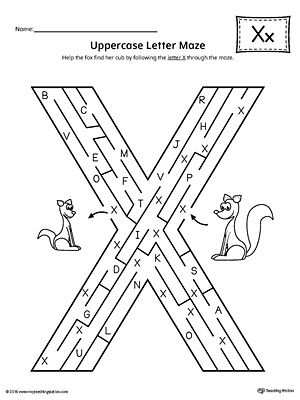 The Uppercase Letter X Maze is an excellent worksheet for your preschooler or kindergartener to practice identifying the letters of the alphabet.