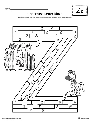 The Uppercase Letter Z Maze is an excellent worksheet for your preschooler or kindergartener to practice identifying the letters of the alphabet.