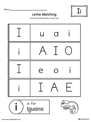 Use the Uppercase and Lowercase Letter I Matching Worksheet to help your preschooler to match upper to lowercase letters.