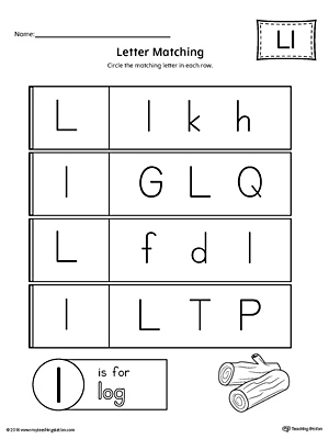 Use the Uppercase and Lowercase Letter L Matching Worksheet to help your preschooler to match upper to lowercase letters.