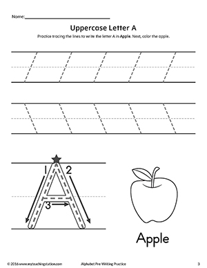 Uppercase Letter A Pre-Writing Practice Worksheet