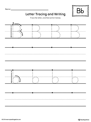 Letter B Tracing and Writing Printable Worksheet