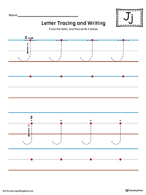 Letter J Tracing and Writing Printable Worksheet is perfect for students in preschool or kindergarten to practice writing.