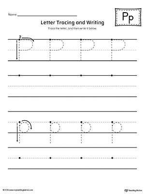 Letter P Tracing and Writing Printable Worksheet