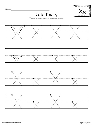 Give your child plenty of writing practice with the Letter X Tracing printable worksheet.