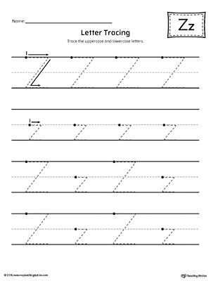 Letter Z Tracing Printable Worksheet