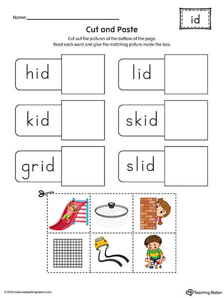ID Word Family Cut-and-Paste Printable PDF