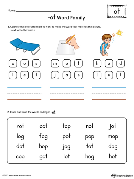 OT Word Family Read and Spell Simple Words Printable PDF