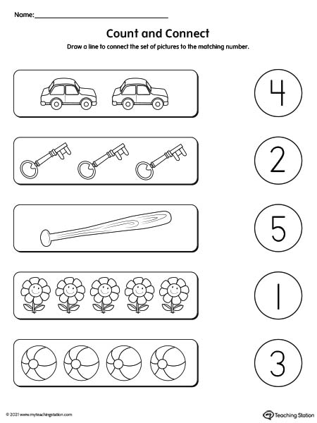 Counting numbers 1-5 worksheet for preschool.