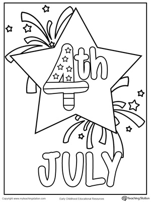4th July Star Coloring Page