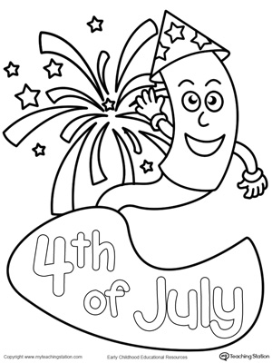 4th of July Fireworks Coloring Page